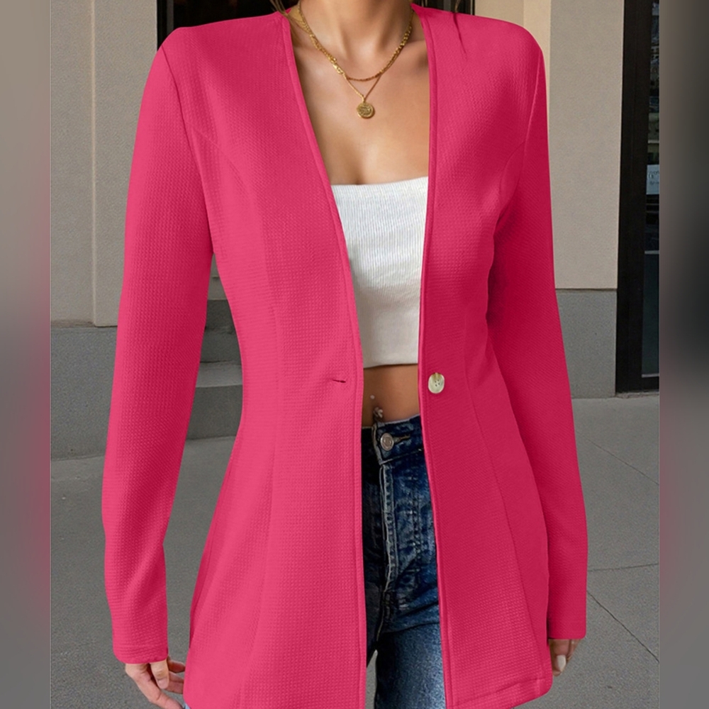 Women's Pink One Button Blazer